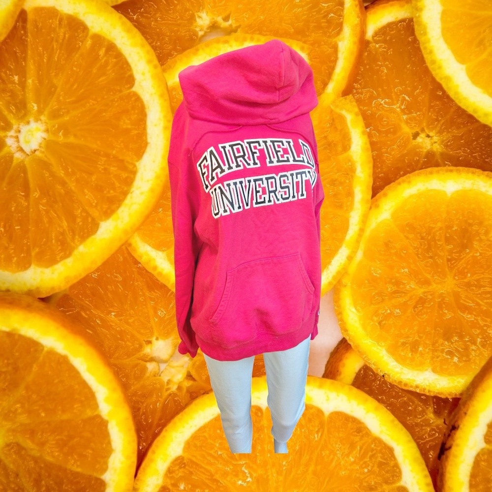 Champion Fairfield University Hoodie Pink Eco Fleece Pullover Mens Size‎ M